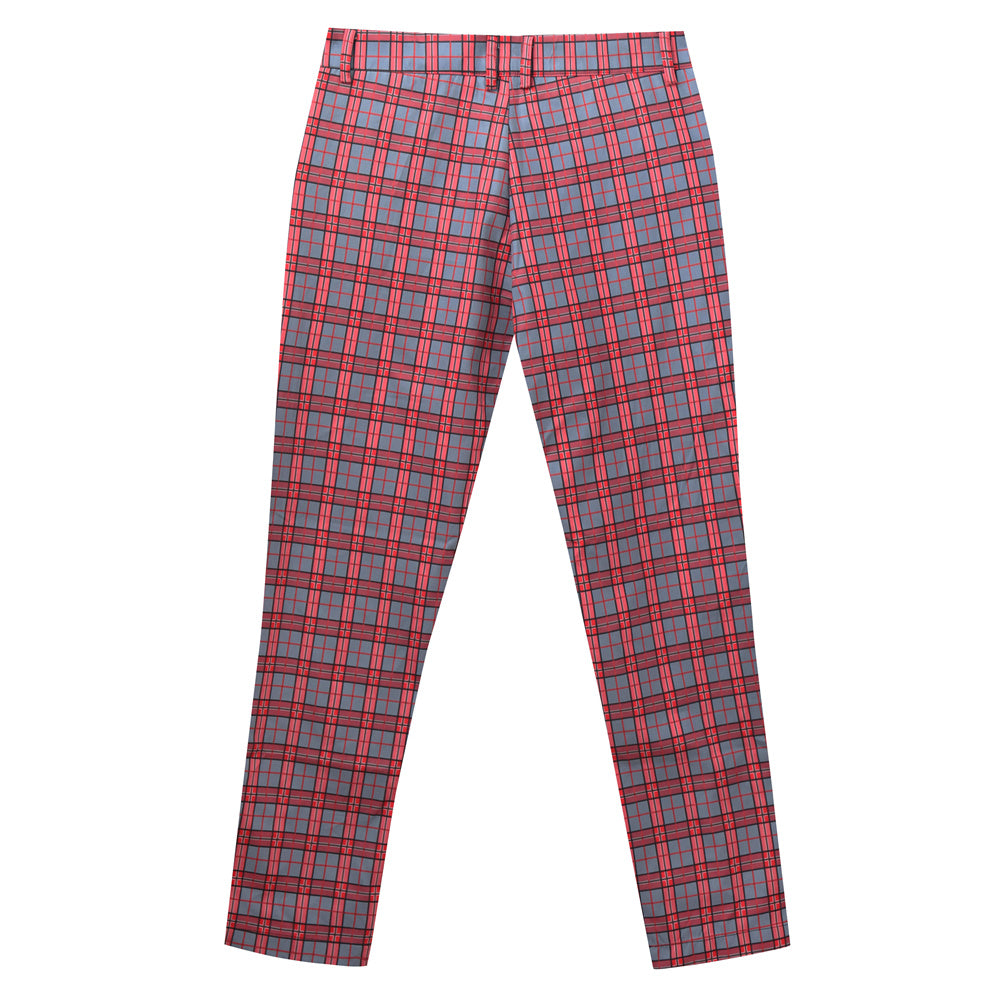 Men's Elegant Plaid Pants #XK6031 - Pants | Burgundy / S