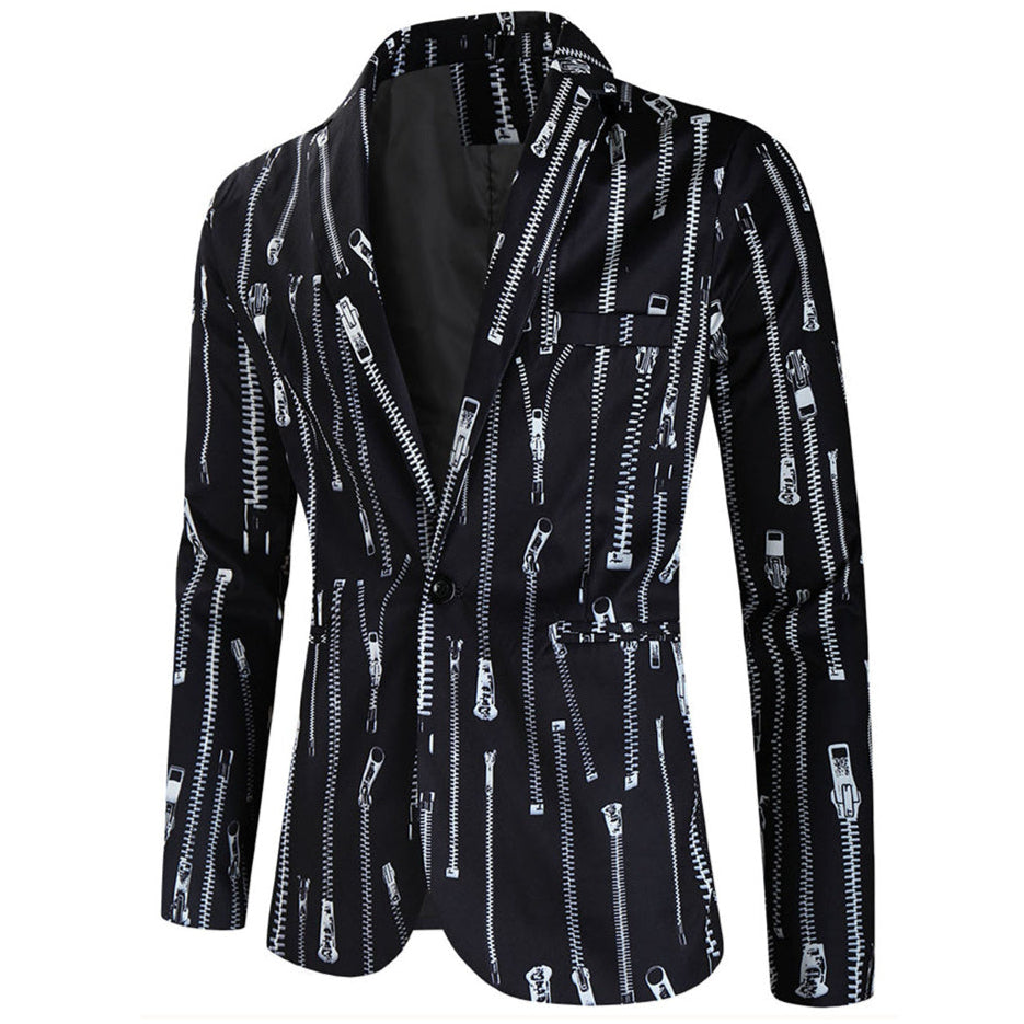 Men’s Trendy Zip Blazer #X326 - Blazers | Black / M