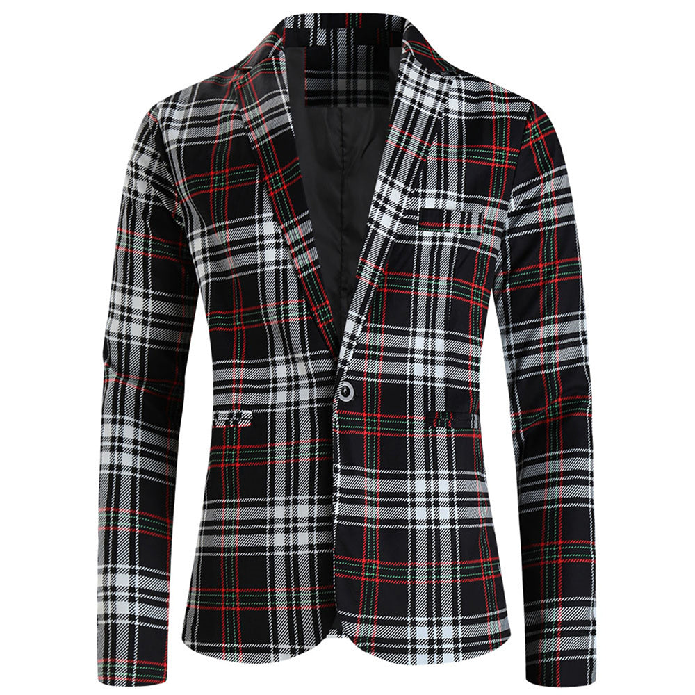 Men's Plaid Blazer #X6110 - Blazers | Black / M