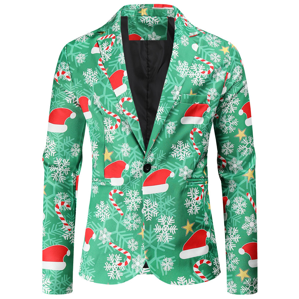 Men's Christmas Print Blazer #X53 - Blazers | Multicolour / M