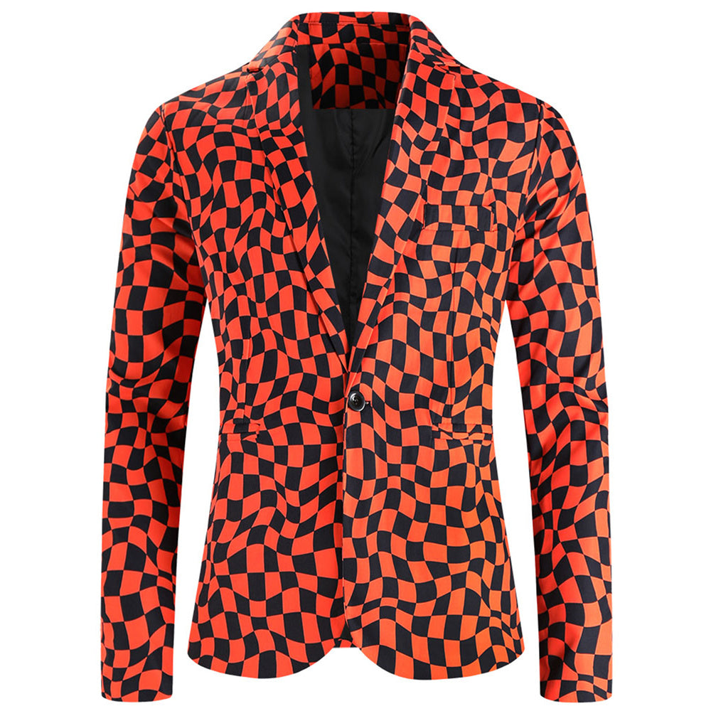 Men's Twisted Check Blazer #X6102 - Blazers | Orange / M