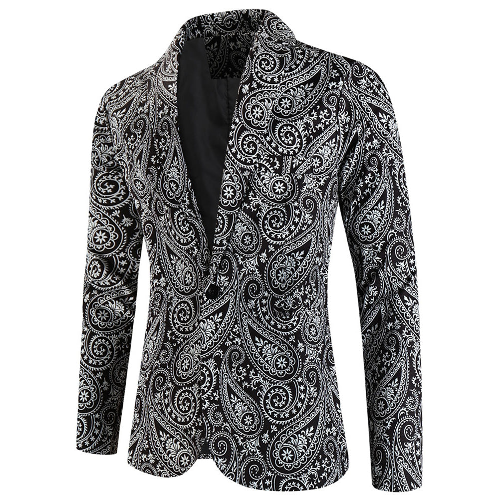Men's Vintage Artistic Blazer #X6106 - Blazers | Black / M