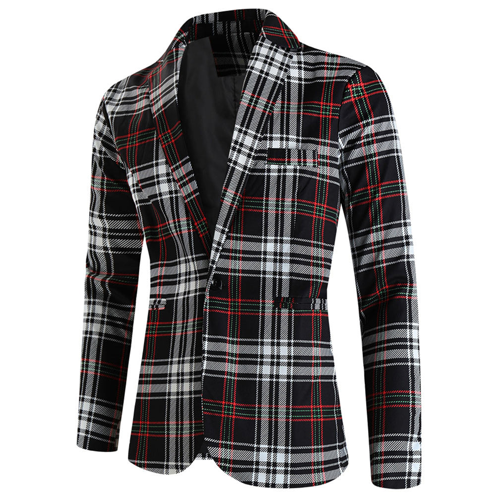 Men's Plaid Blazer #X6110 - Blazers | Black / M