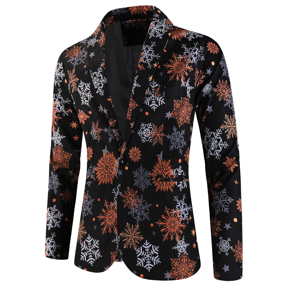 Men's Christmas Print Blazer #X659 - Blazers | Multicolour / M