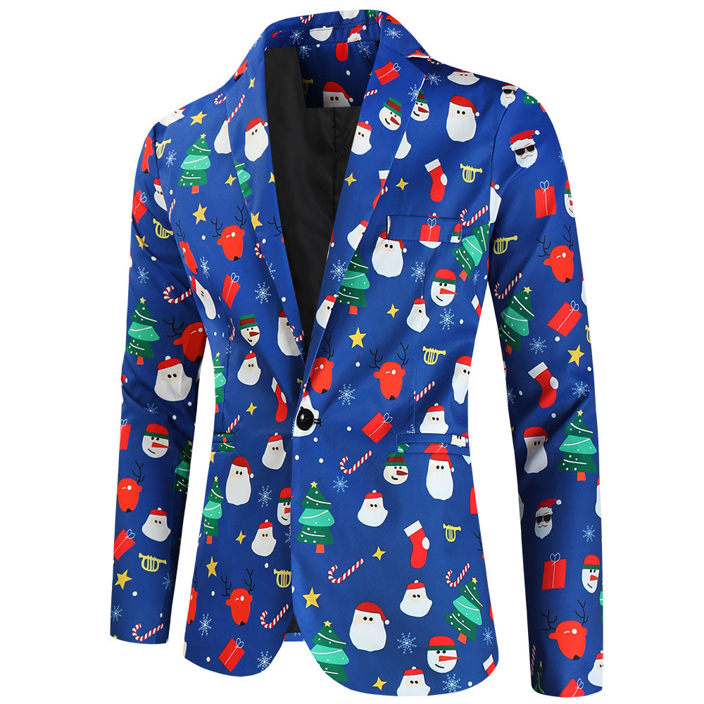 Men's Christmas Print Blazer #X639 - Blazers | Multicolour / M