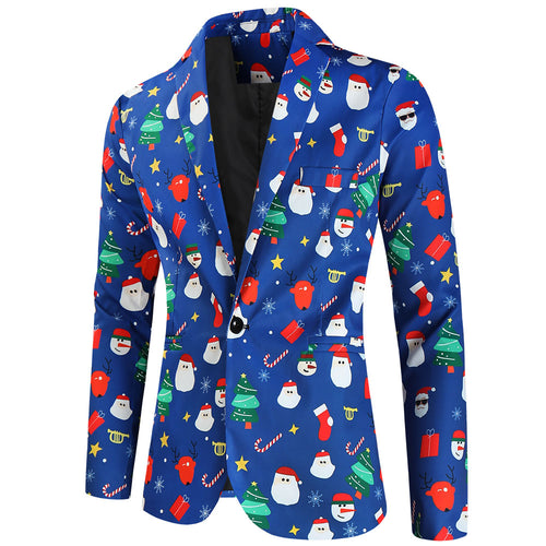 Men's Christmas Print Blazer #X639 - Blazers | Multicolour / M