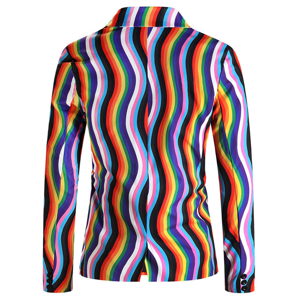 Men's Color Striped Print Blazer #X1904 - Blazers | Multicolour / M