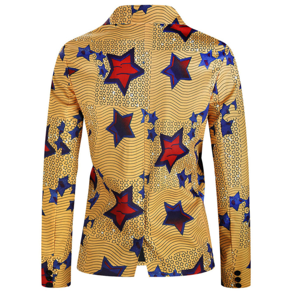 Men's Star Print Blazer #X321 - Blazers | Multicolour / M
