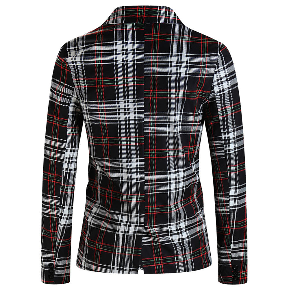 Men's Plaid Blazer #X6110 - Blazers | Black / M