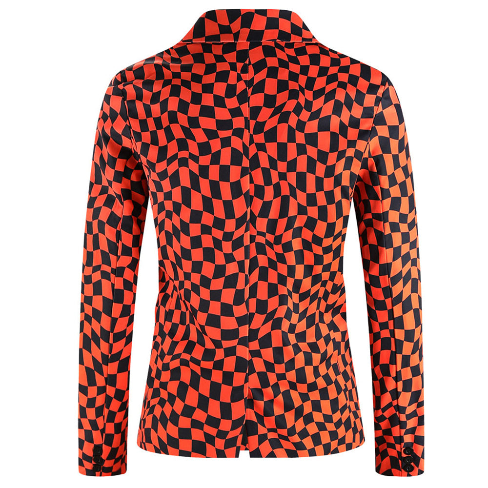 Men's Twisted Check Blazer #X6102 - Blazers | Orange / M