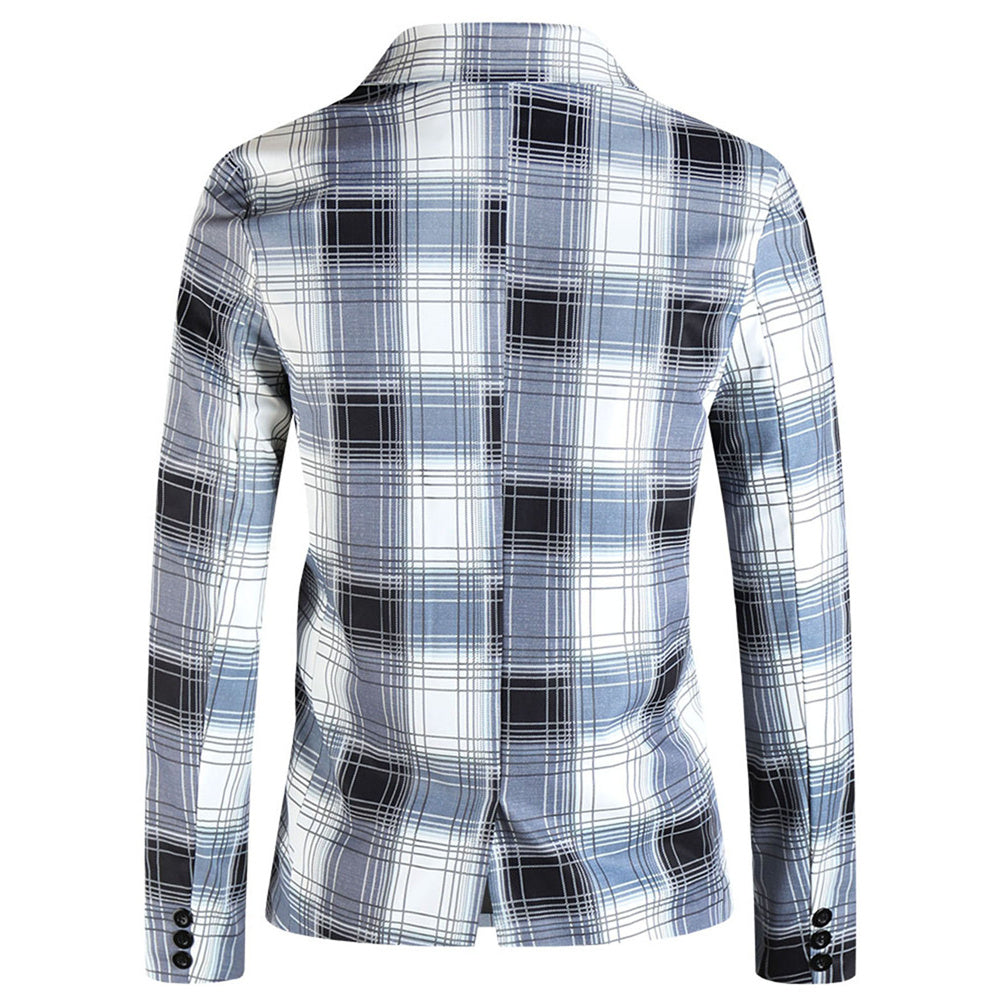 Men's Fresh Plaid Blazer #X6204 - Blazers | Blue Plaid / M