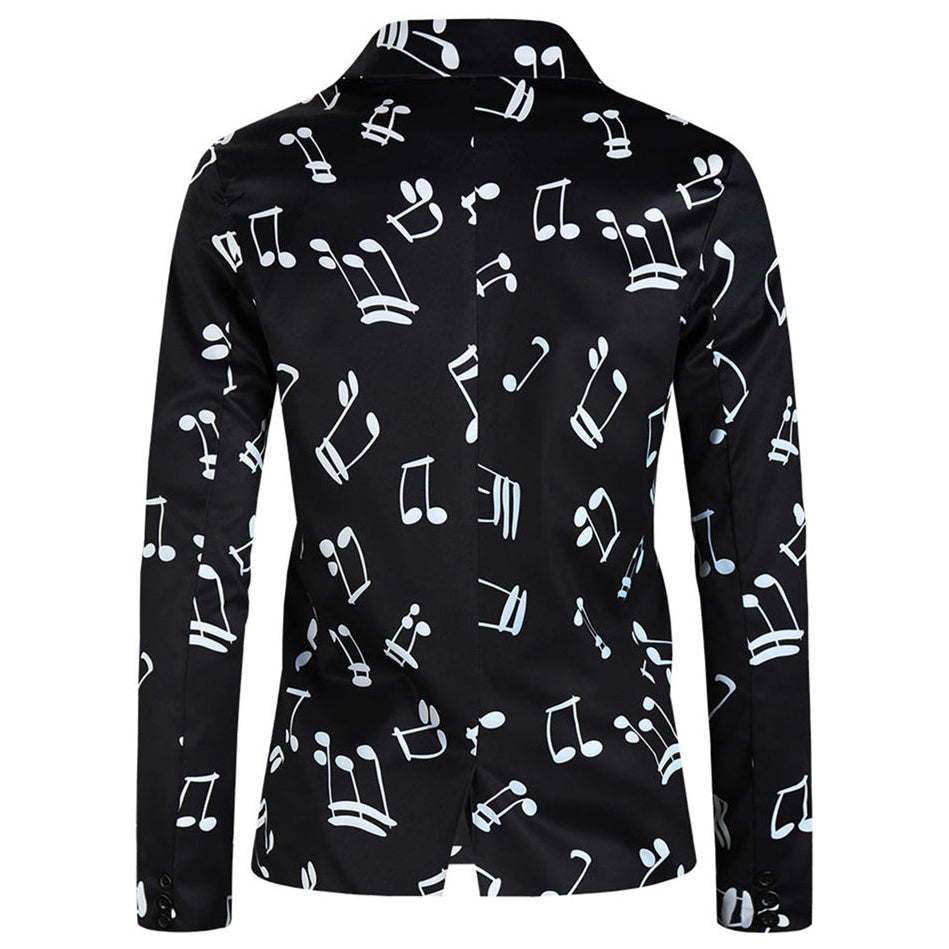 Men’s Music Print Blazer #X198 - Blazers | Black / M