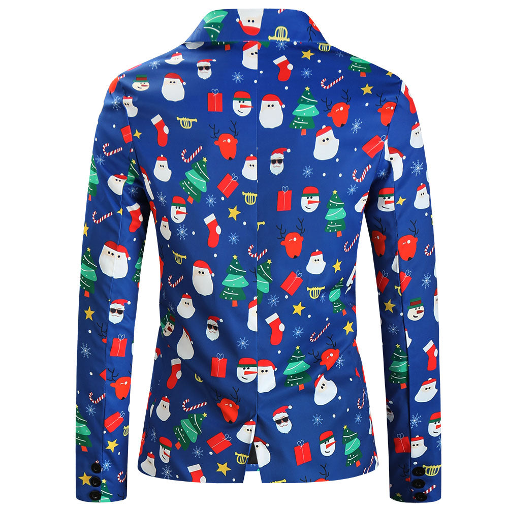 Men's Christmas Print Blazer #X639 - Blazers | Multicolour / M