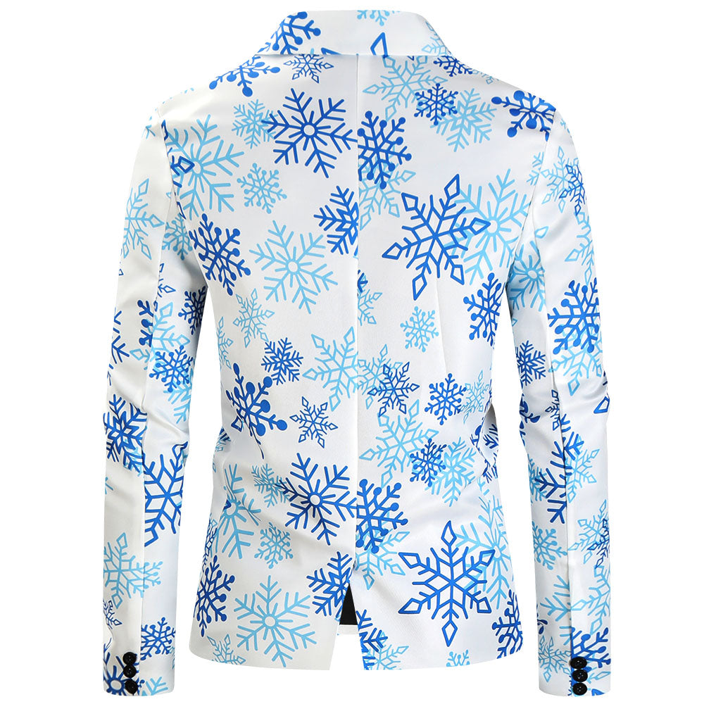 Men's Snowflake Print Blazer #X626 - Blazers | Blue / M