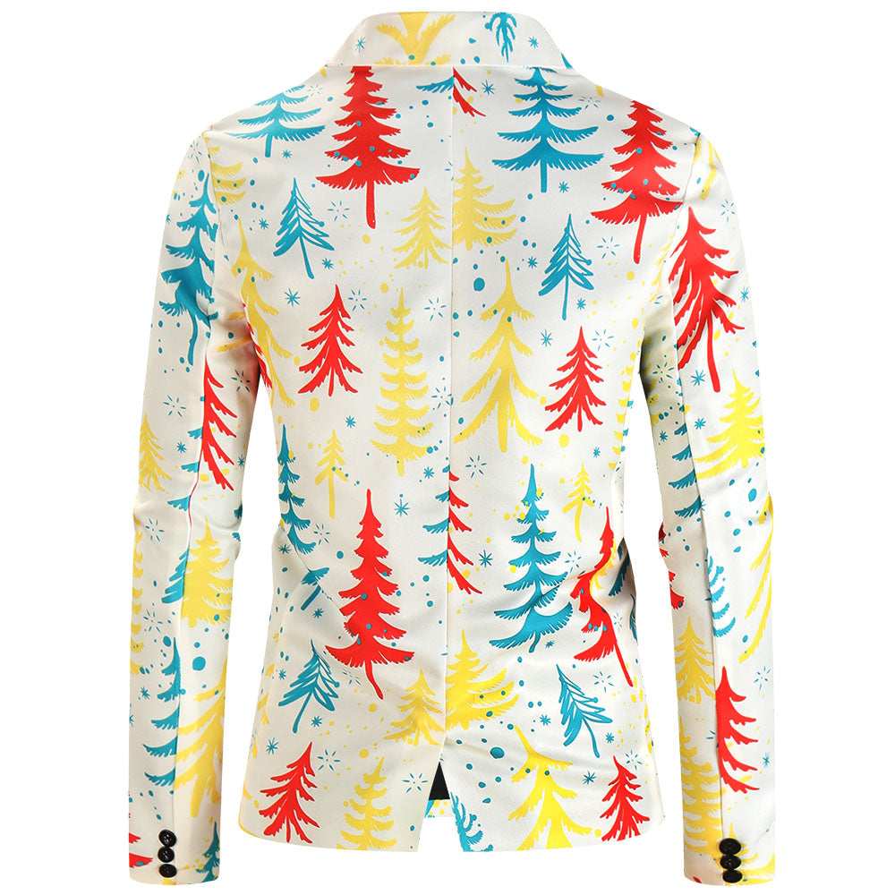 Men's Christmas Tree Print Blazer #X624 - Blazers | Multicolour / M