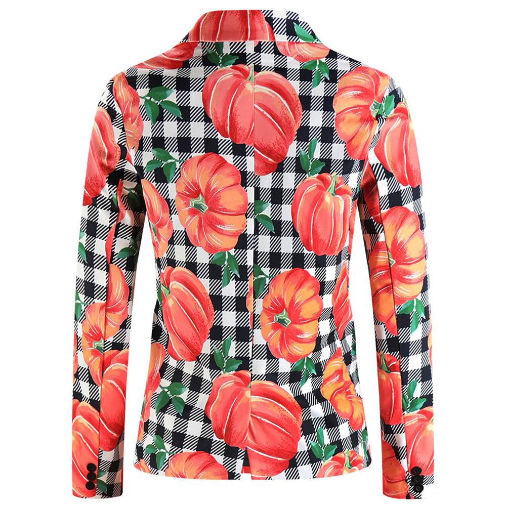 Men's Pumpkin Print Blazer #X126 - Blazers | Multicolour / M