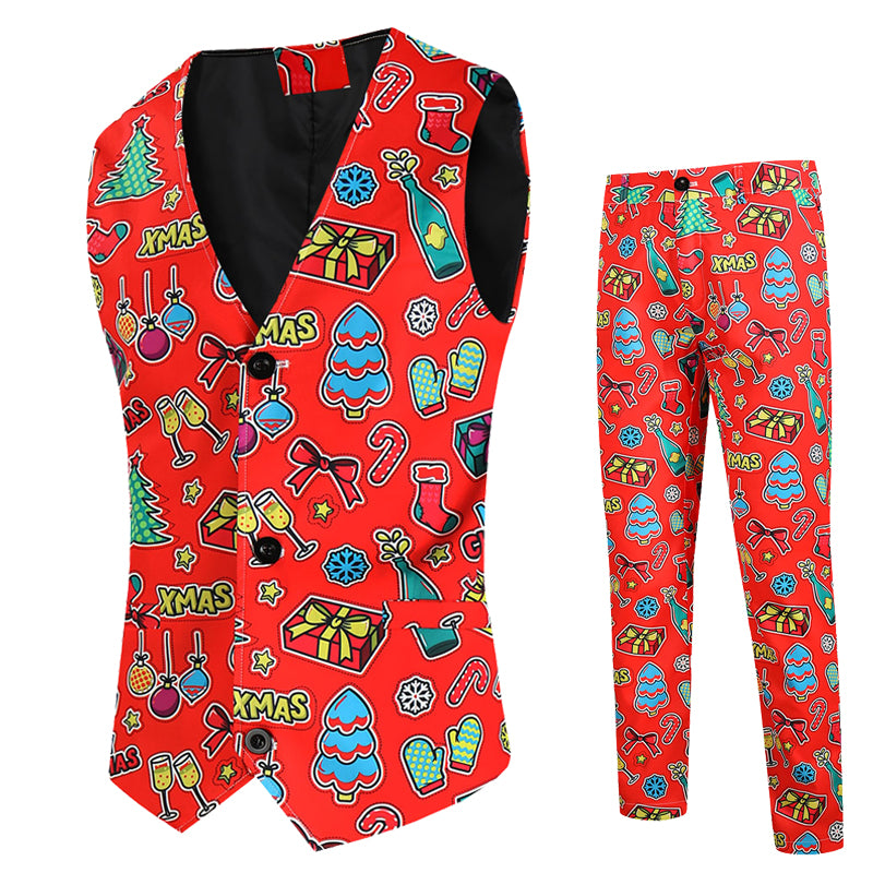 Men's Colorful Printed Vest Suit #2TZMK636 - Suits | Multicolour / M