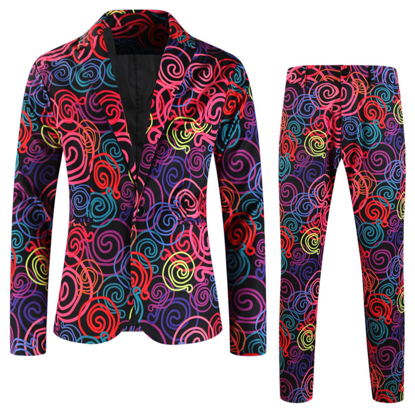 Men's Colorful Swirl Suit #2TZ-XX1137 - Suits | Multicolour / M