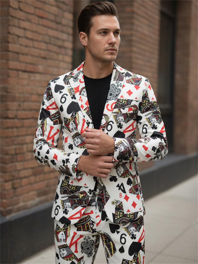 Casino Card Print Suit Set