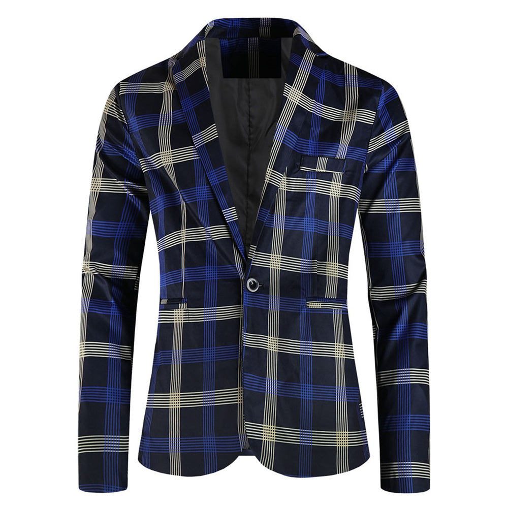 Men's Classic Plaid Suit #2TZ6021 - Suits | Blue Plaid / M