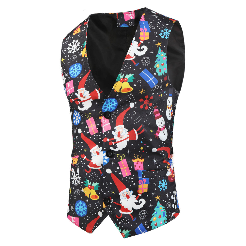 Men's Christmas Colorful Print Vest #MJ027 - Vests | Multicolour / M