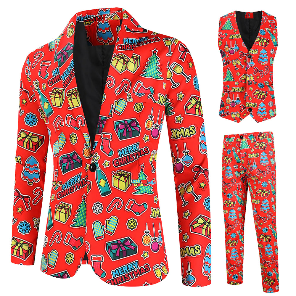 Men's Christmas Three-Piece Suit #3TZMK636 - Suits | Multicolour / M