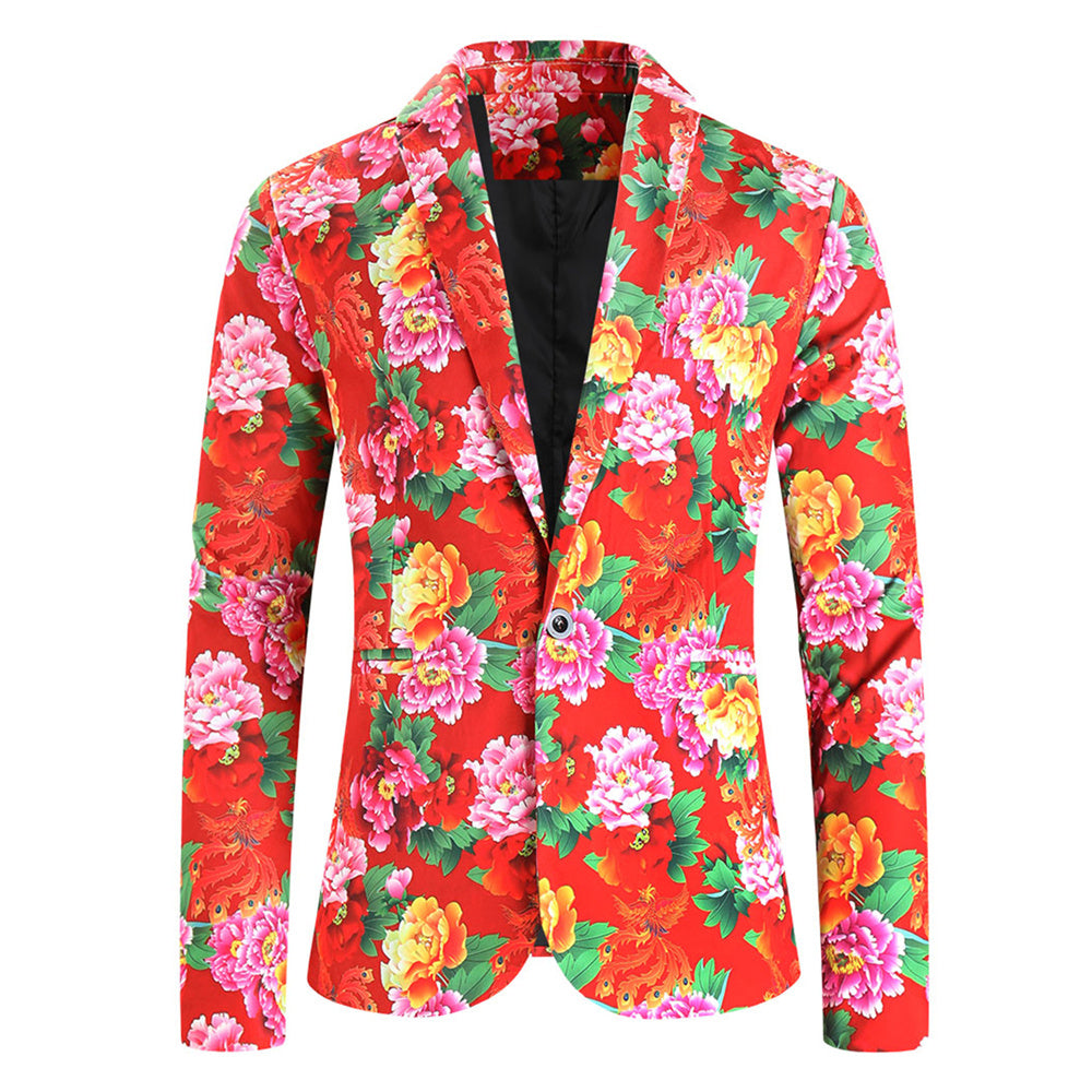 Men's Vivid Floral Blazer #X901 - Blazers | Multicolour / M