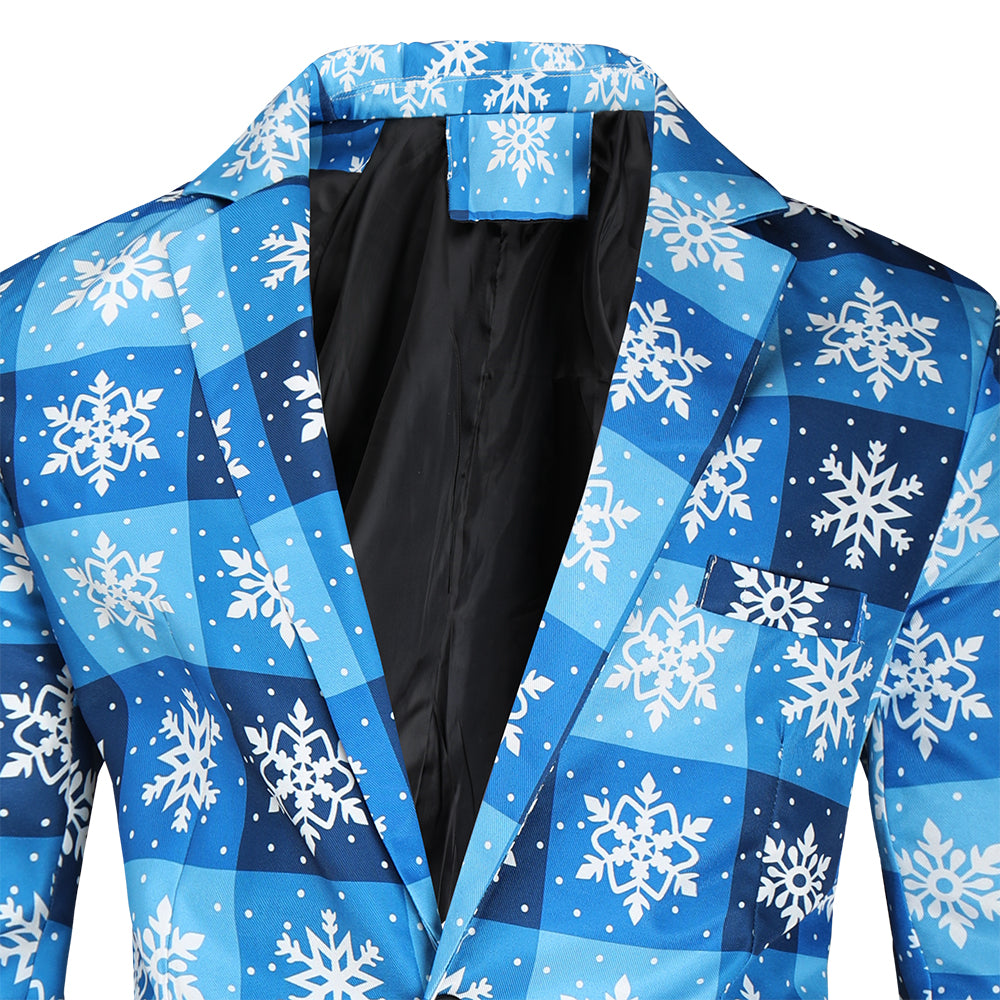 Men's Snowflake Plaid Blazer #X42 - Blazers | Blue / M