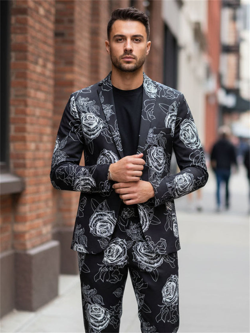 Black Rose Line Suit Set
