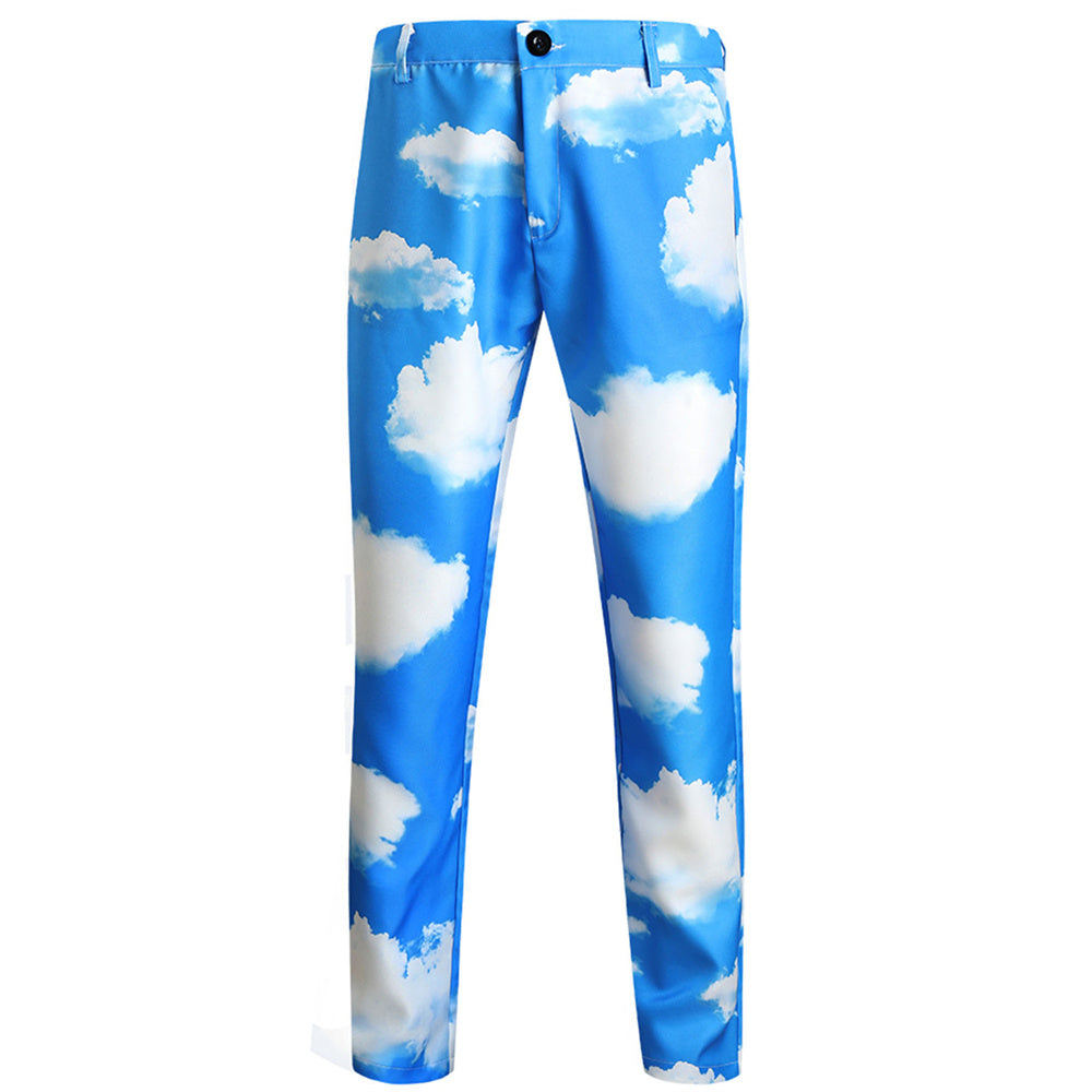 Men's Sky Cloud Print Suit Set – Unique Blue Party Blazer & Pants for Bold Style - Suits | Blue / M