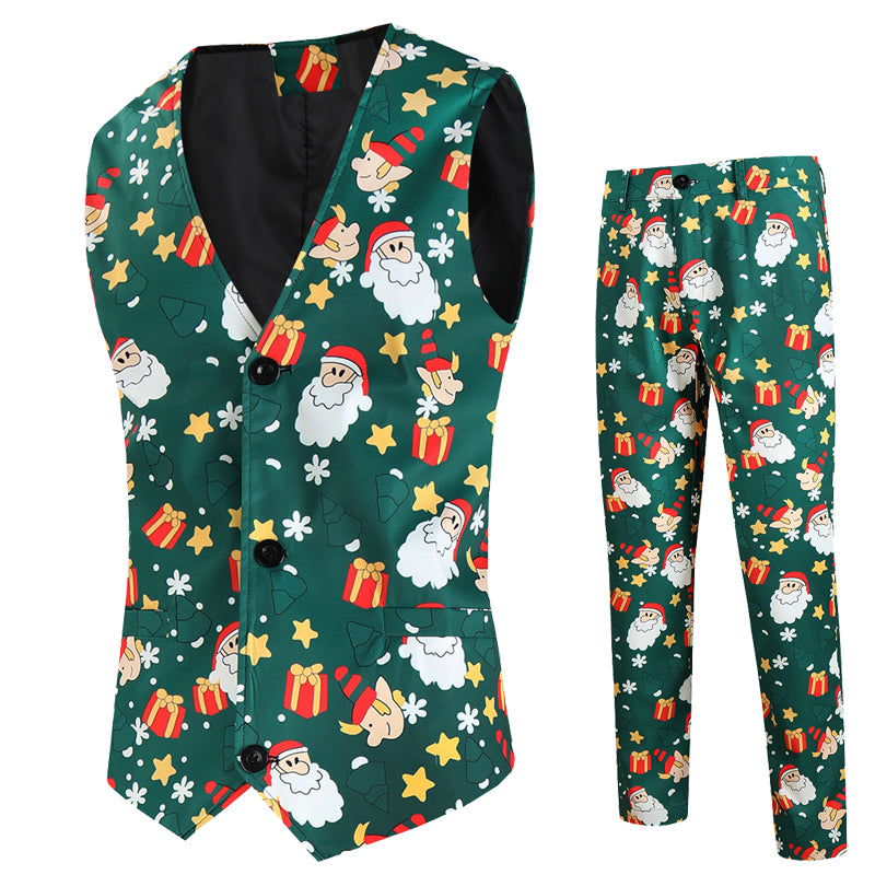 Men's Christmas Printed Vest Suit #2TZMK637 - Suits | Multicolour / M