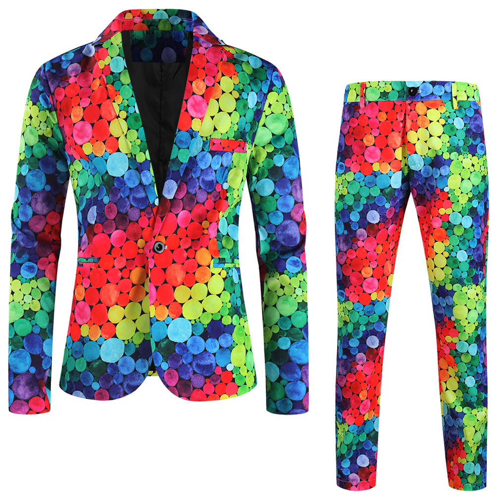 Men's Multi-Color Printed Suit #2TZ234 - Suits | Multicolour / M