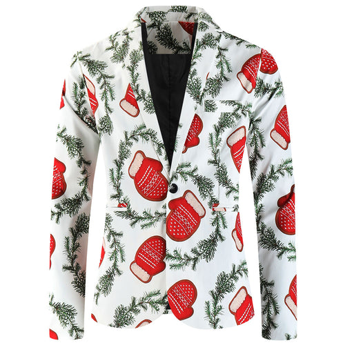Men's Christmas Gloves Blazer #X651 - Blazers | Multicolour / M