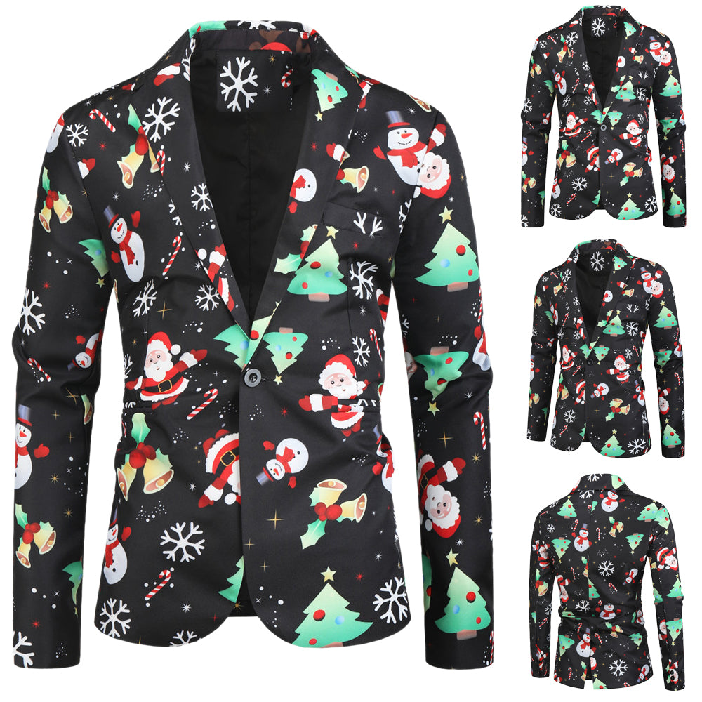 Men's Christmas Print Blazer #X24 - Blazers | Multicolour / M