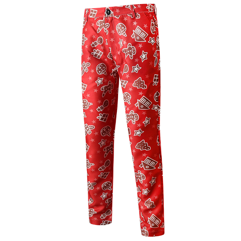 Men's Fashion Printed Vest Suit #2TZMK51 - Suits | Burgundy / M