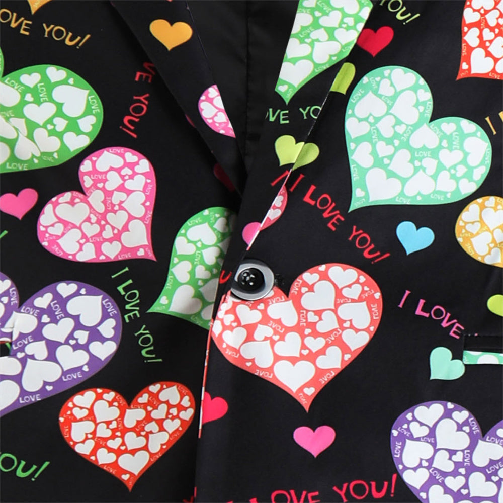 Men's Colorful Heart Print Suit #2TZ-XX236 - Suits | Multicolour / M