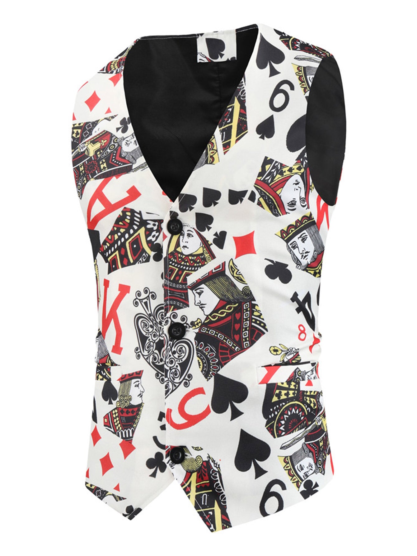 Men's Poker Print Vest Suit - Vests | Multicolour / M