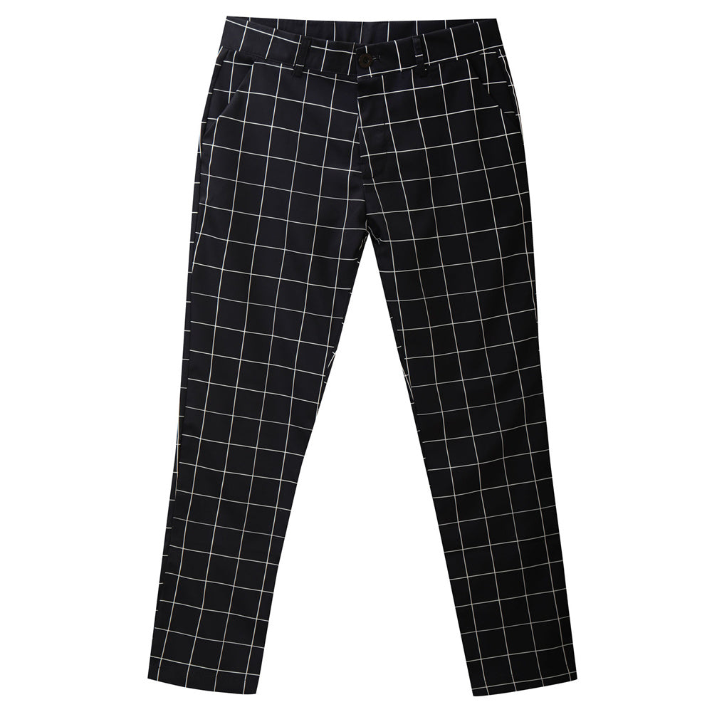 Men's Elegant Plaid Pants #XK6001 - Pants | Black / S