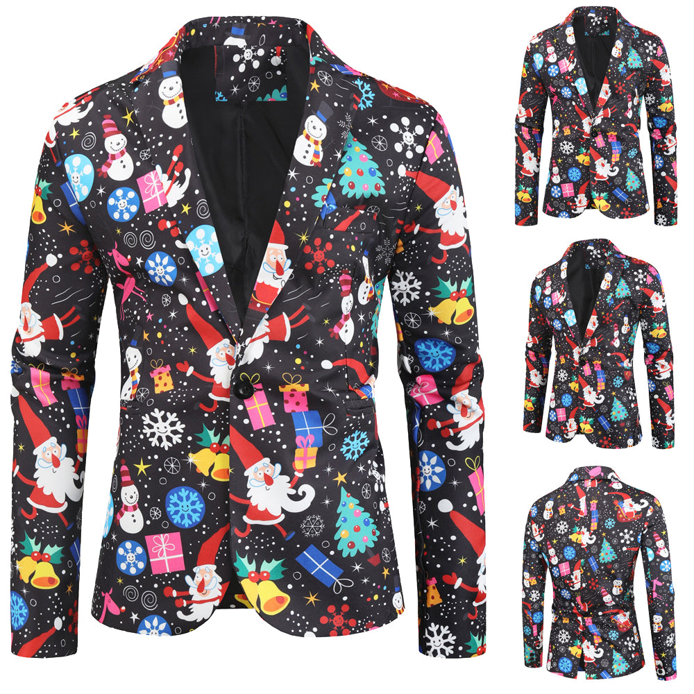 Men's Christmas Print Blazer #X27 - Blazers | Multicolour / M