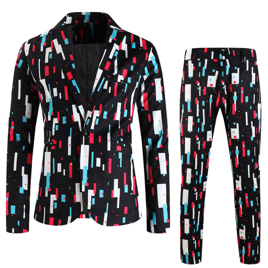 Men's Geometric Block Suit #2TZ-XX1138 - Suits | Multicolour / M