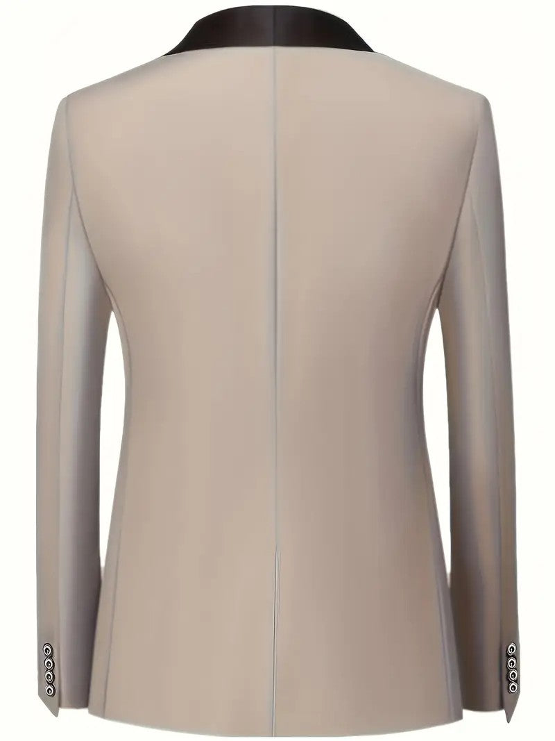 Men's Three Piece Suit Wedding Groom Formal Wear - | Beige / XS