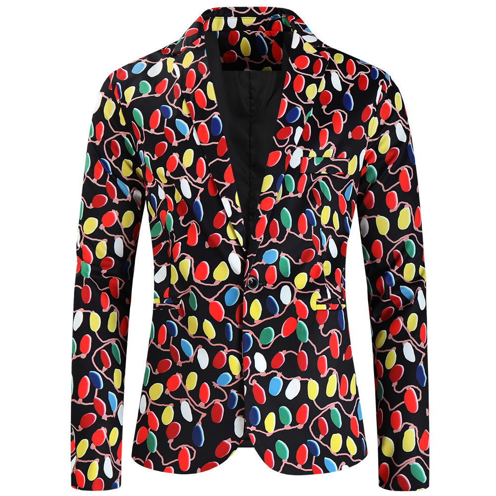 Men's Christmas Print Blazer #X635 - Blazers | Multicolour / M
