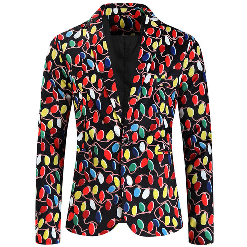 Men's Christmas Print Blazer #X635 - Blazers | Multicolour / M
