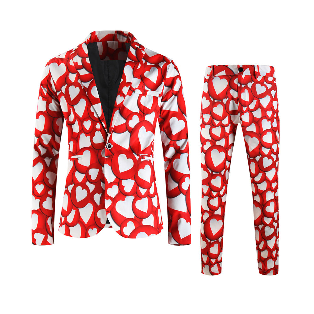 Men's Multi-color Heart Print Suit #2TZ-XX237 - Suits | Multicolour / M
