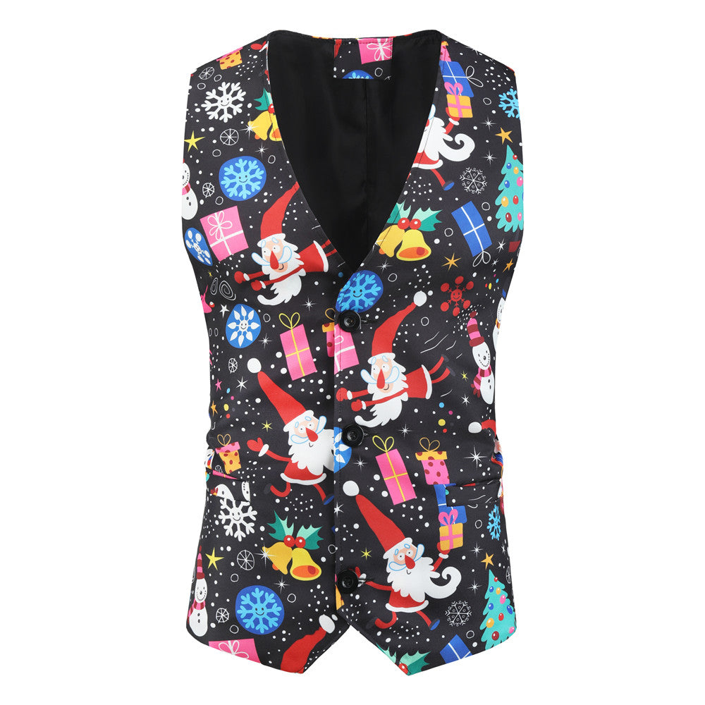 Men's Christmas Colorful Print Vest #MJ027 - Vests | Multicolour / M