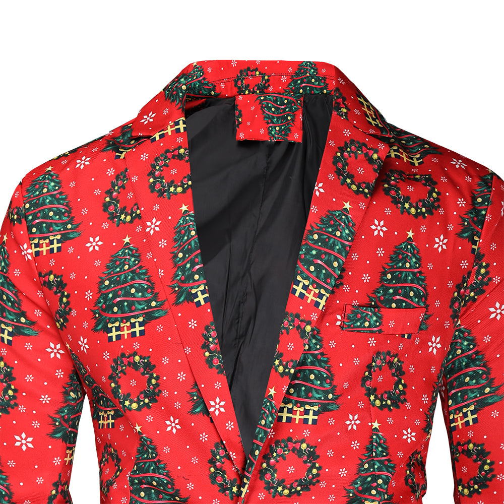 Men's Christmas Print Blazer #X35 - Blazers | Red / M
