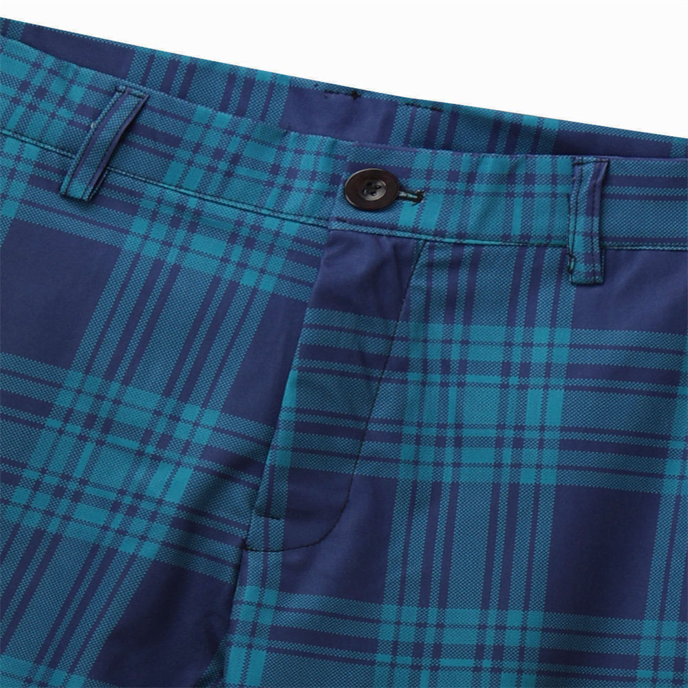 Men's Elegant Checked Pants #XK6030 - Pants | Olive Green / S