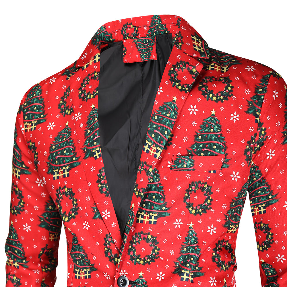 Men's Christmas Print Suit #2TZ35 - Suits | Red / M