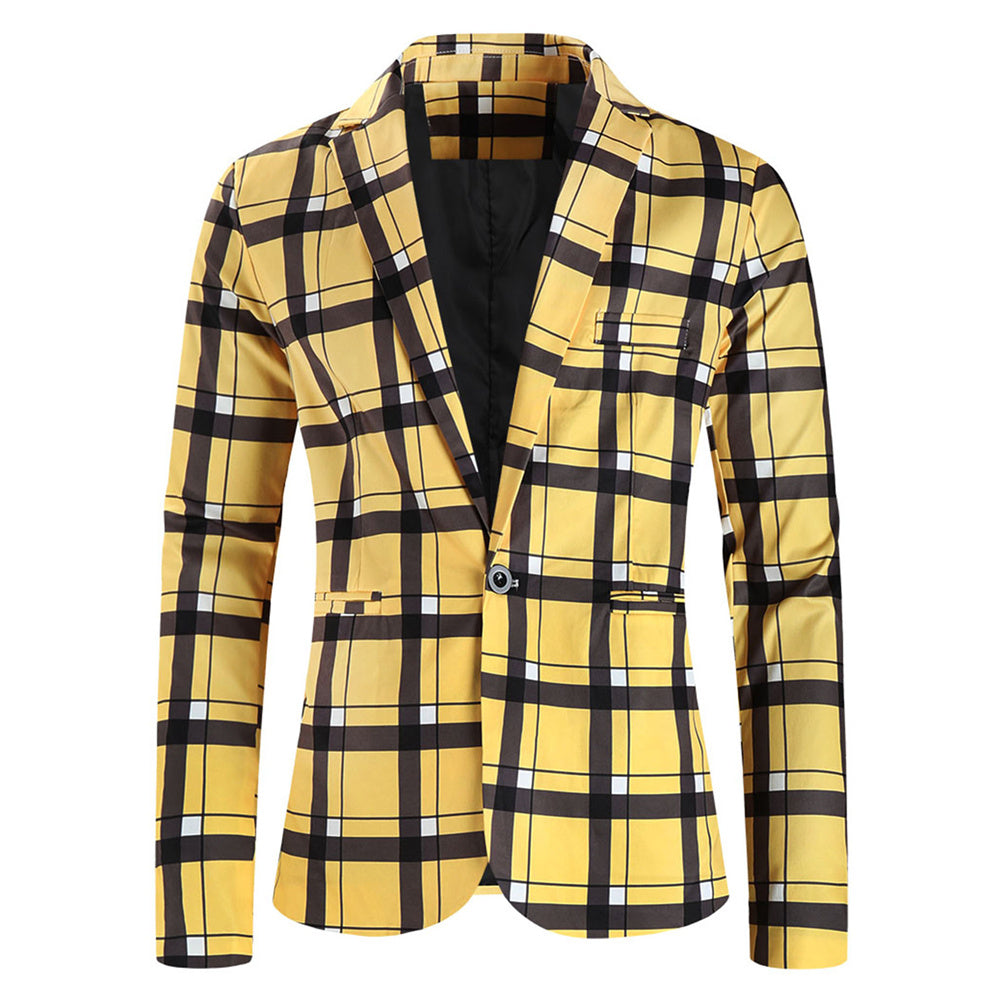 Men’s Checkered Suit #2TZ6020 - Suits | Yellow Plaid / M