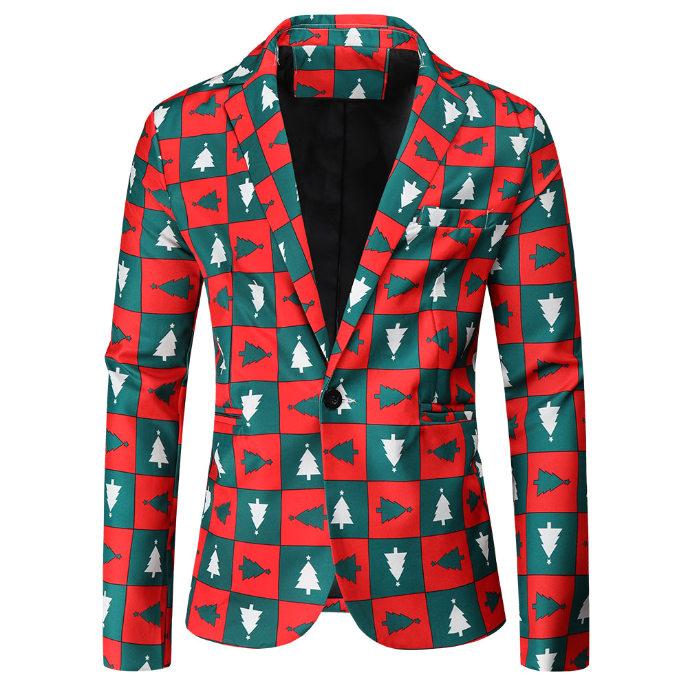 Men's Christmas Plaid Printed Blazer #X43 - Blazers | Multicolour / M